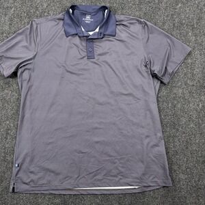 Mizzen+Main Performance Polo Shirt Classic Fit Large Navy Blue Textured Mens